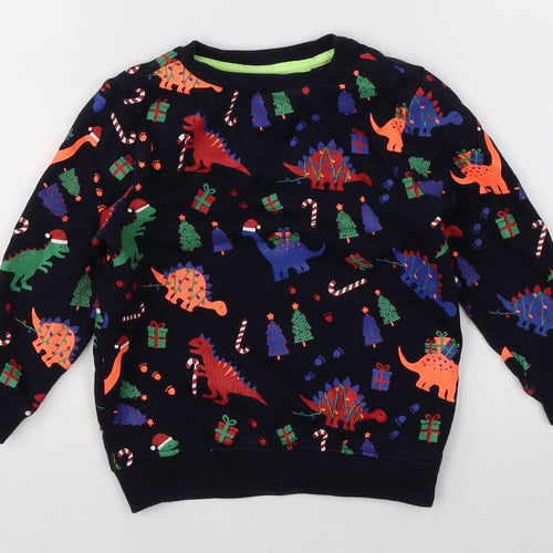 George Boys Black   Pullover Jumper Size 3-4 Years  - dinosaurs christmas