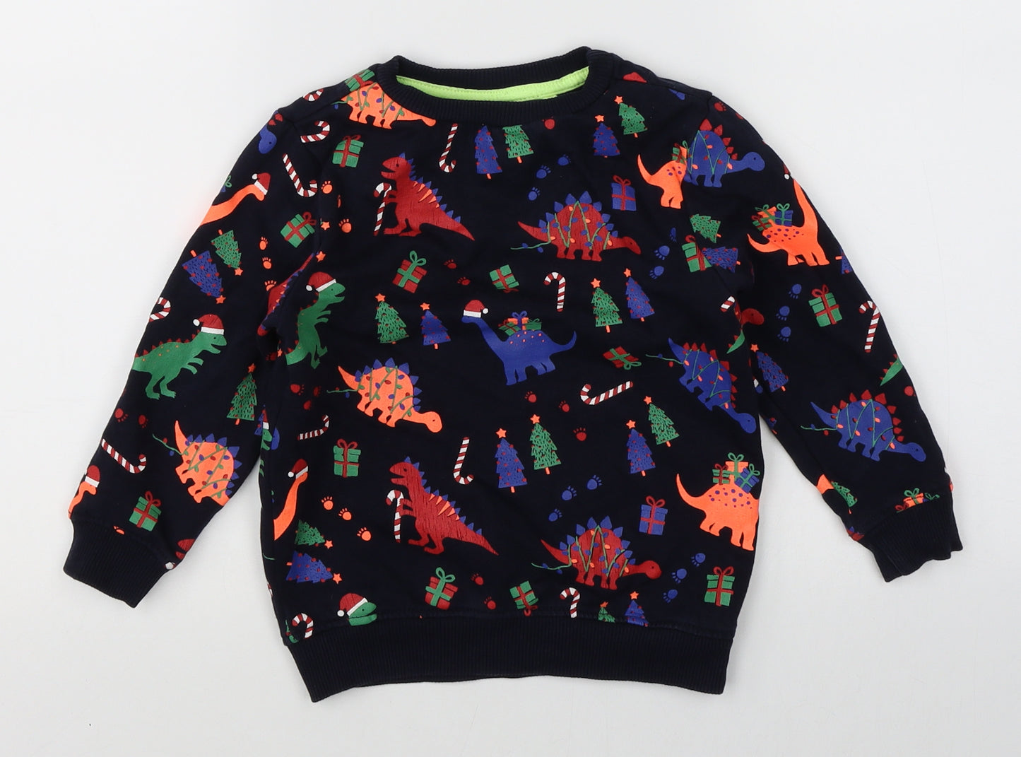 George Boys Black   Pullover Jumper Size 3-4 Years  - dinosaurs christmas