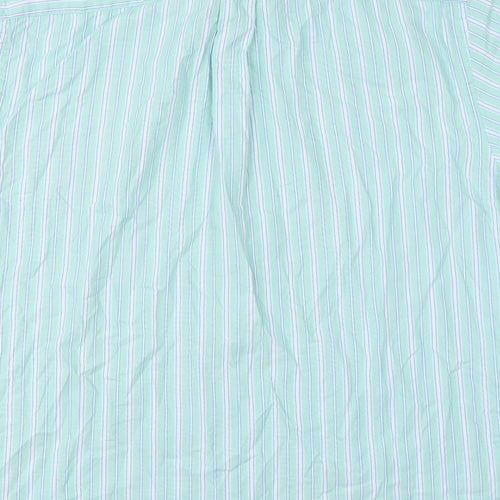 Marks & Spencer Mens Green Striped   Button-Up Size L
