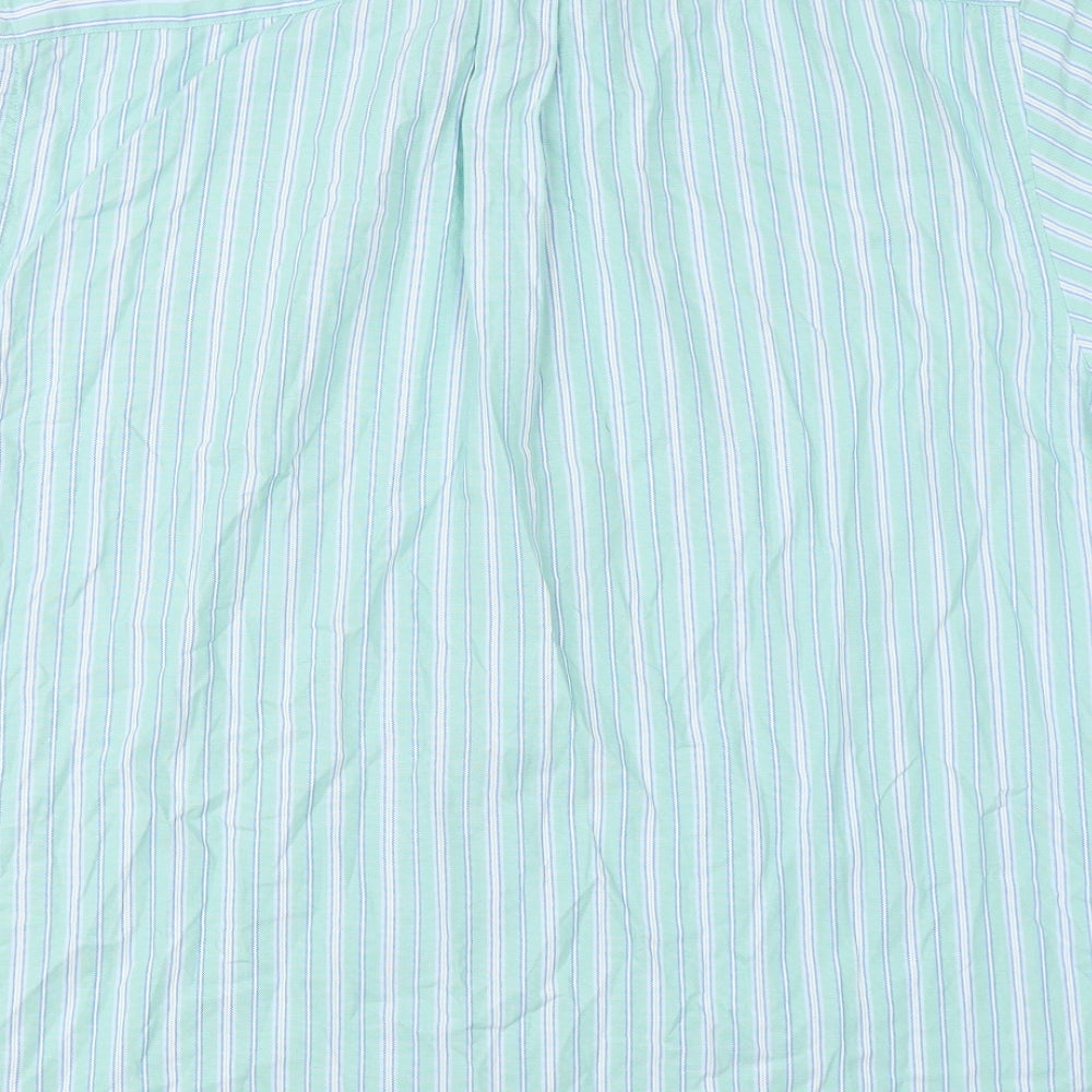 Marks & Spencer Mens Green Striped   Button-Up Size L