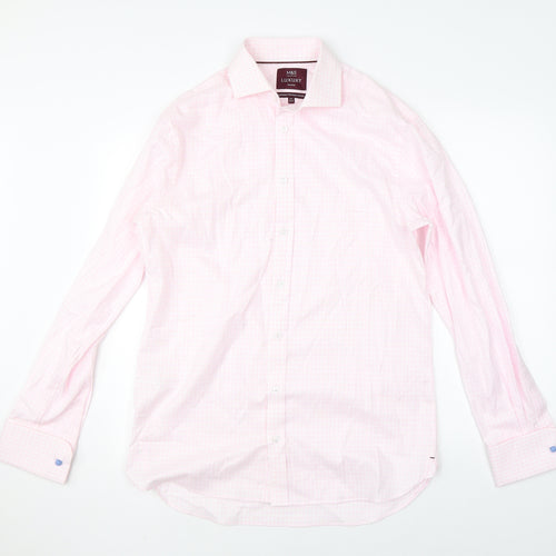 Marks & Spencer Mens Pink Check   Dress Shirt Size L