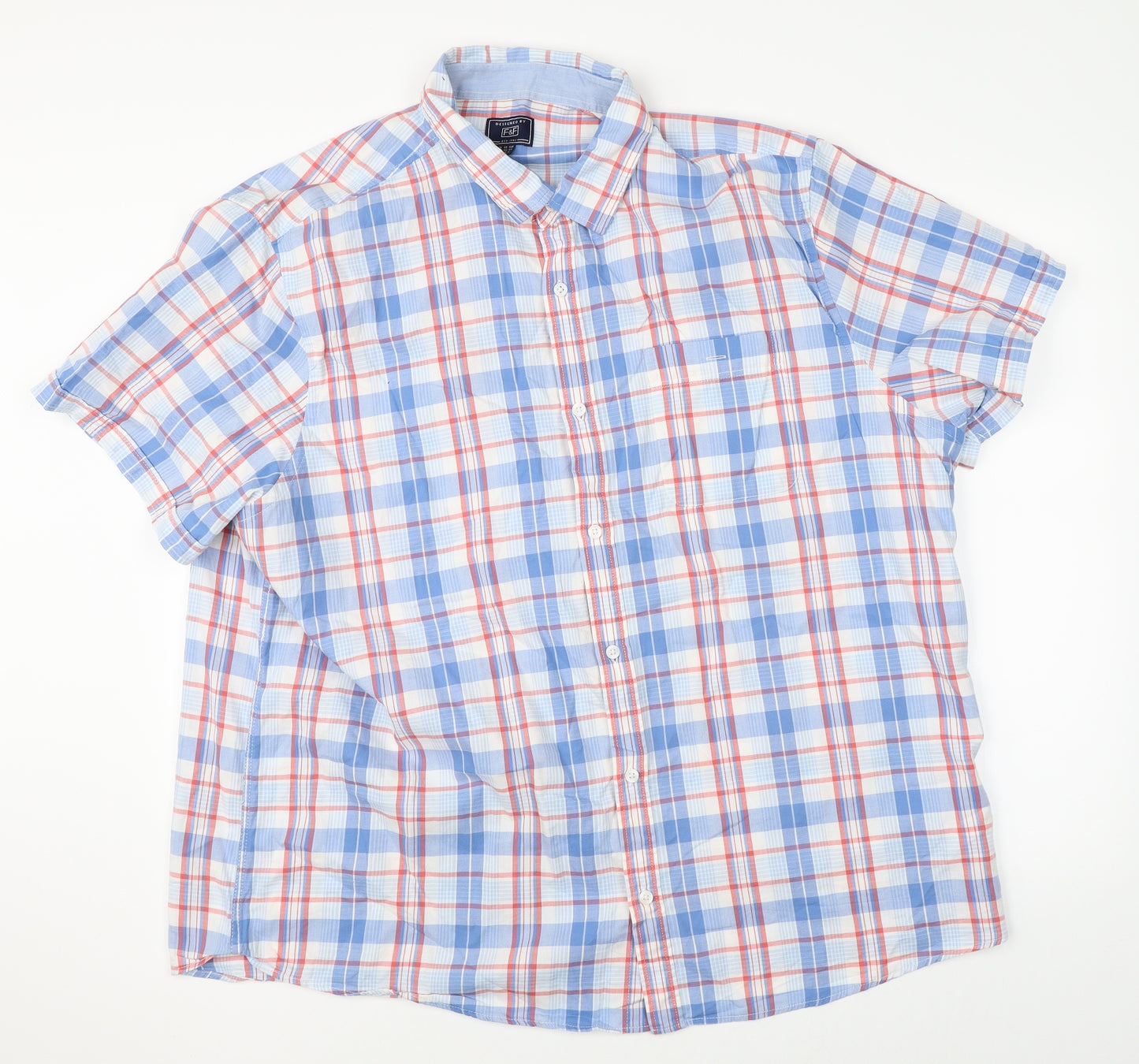 F&F Mens Blue Check   Button-Up Size 3XL