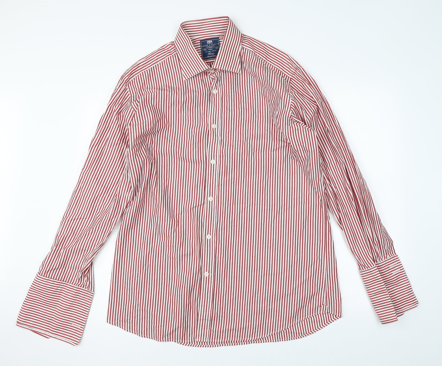 Hawes & Curtis Mens Red Striped   Button-Up Size L