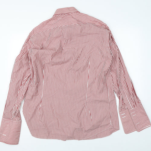 Hawes & Curtis Mens Red Striped   Button-Up Size L