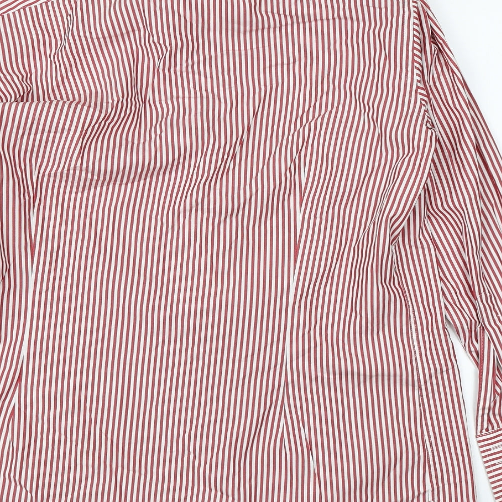 Hawes & Curtis Mens Red Striped   Button-Up Size L