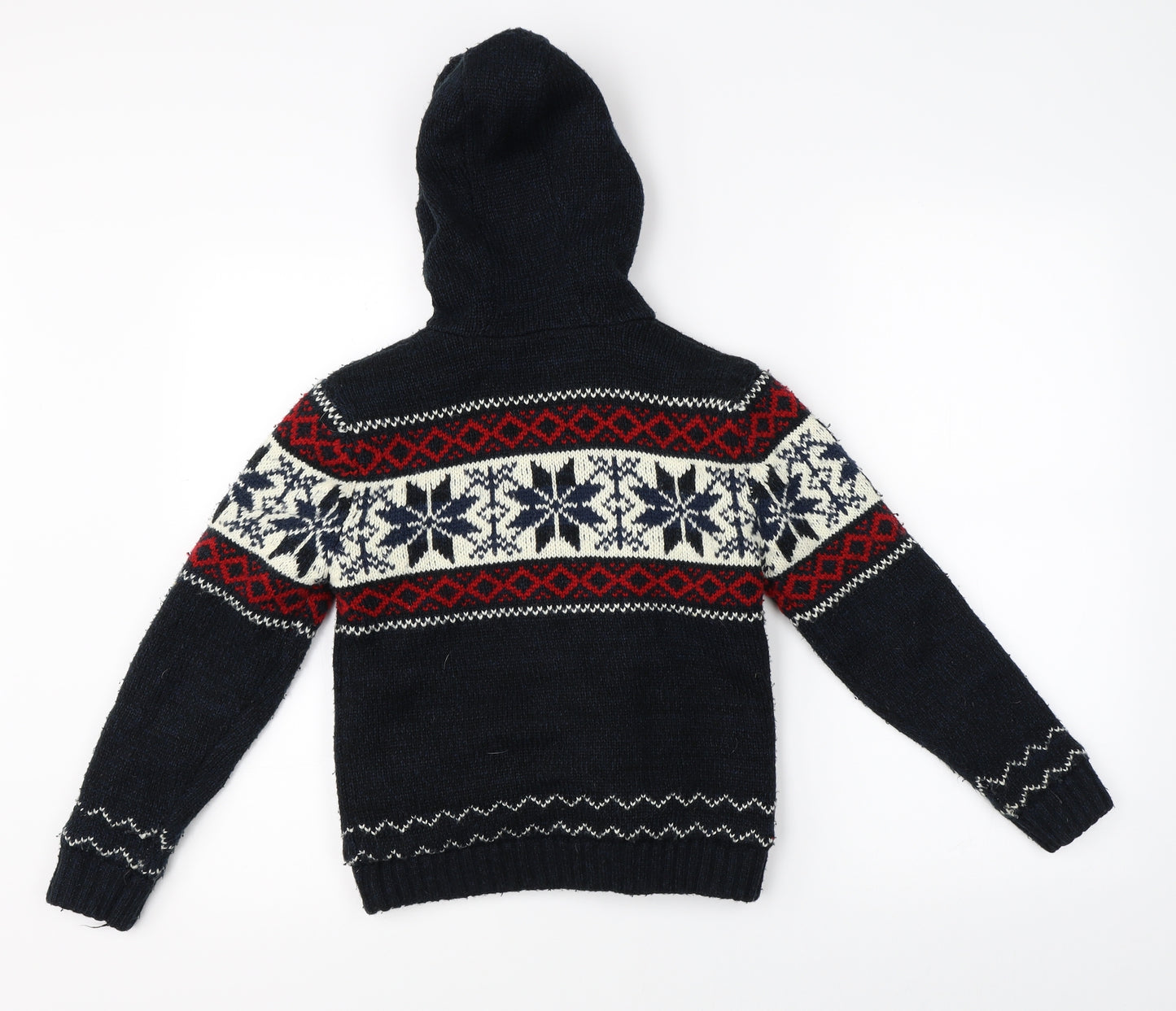 Primark Boys Blue Fair Isle  Full Zip Hoodie Size 8-9 Years