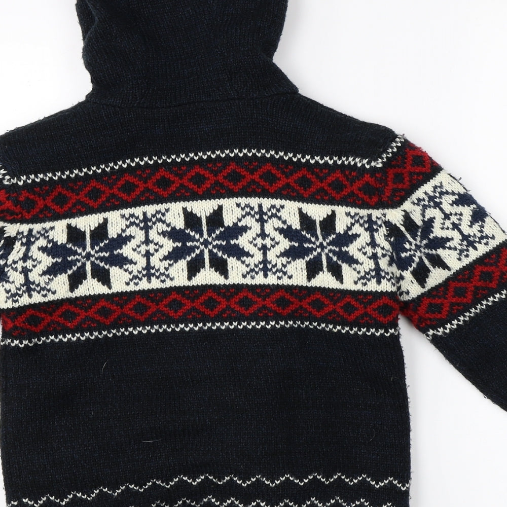 Primark Boys Blue Fair Isle  Full Zip Hoodie Size 8-9 Years