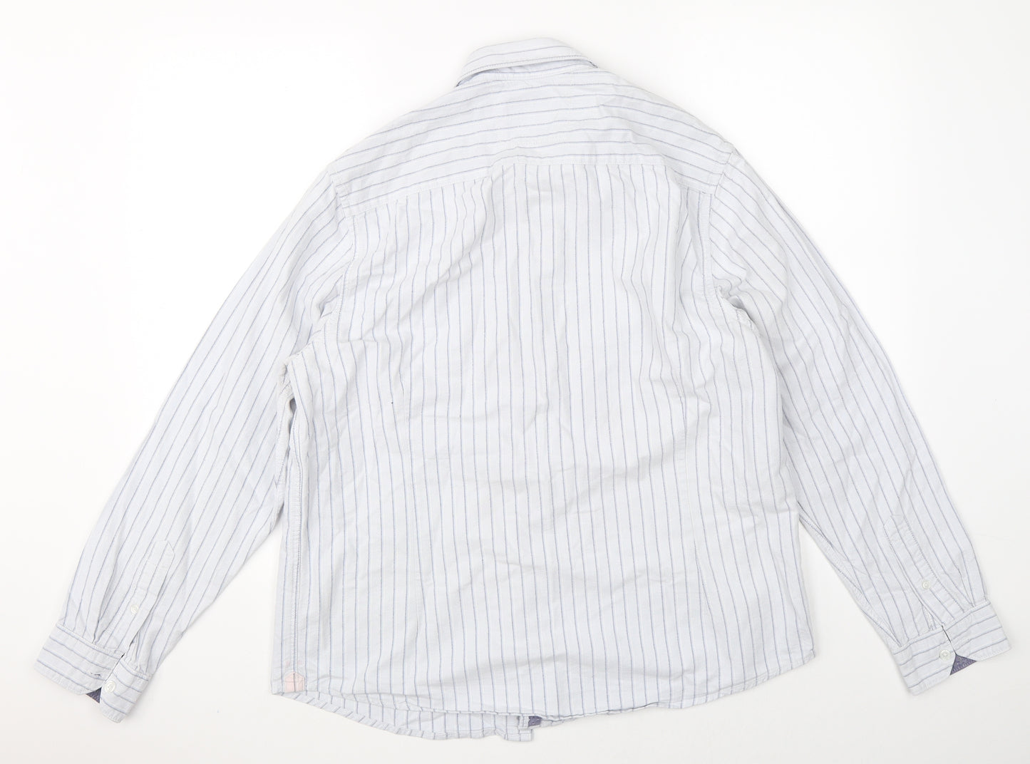 Racing Green Mens Blue Striped   Button-Up Size L