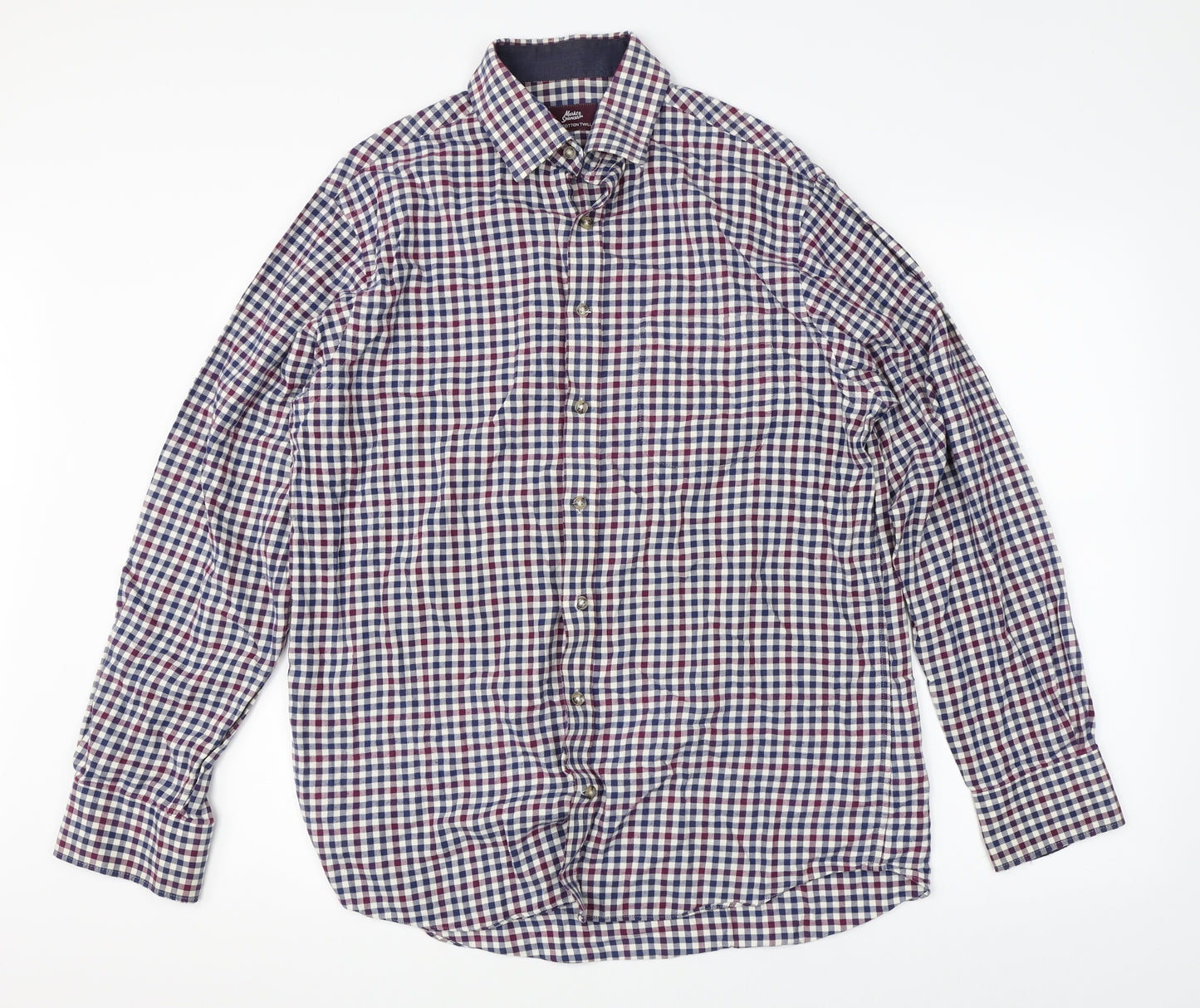 Marks & Spencer Mens Multicoloured Check   Button-Up Size L