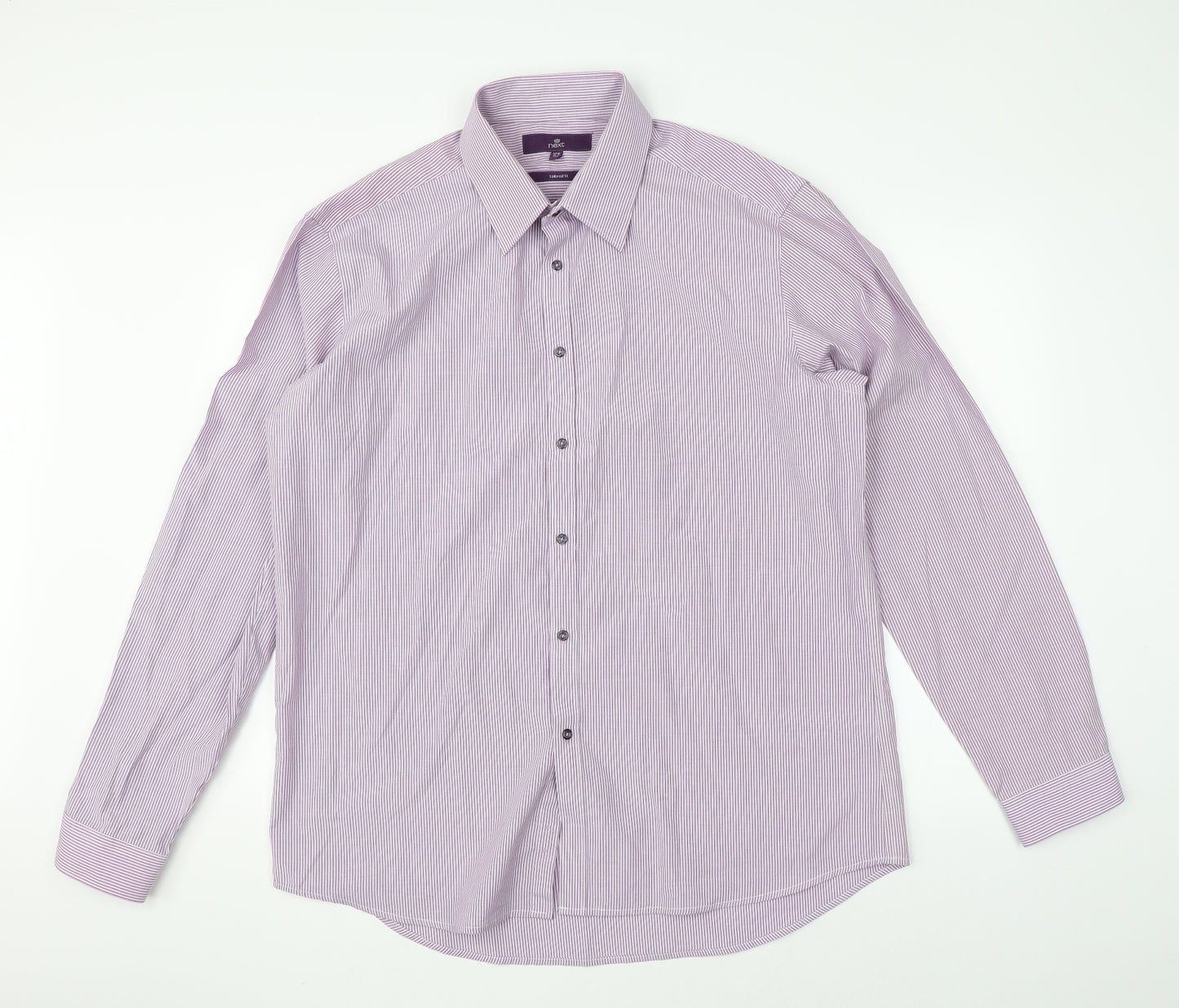 NEXT Mens Purple Striped   Dress Shirt Size 43
