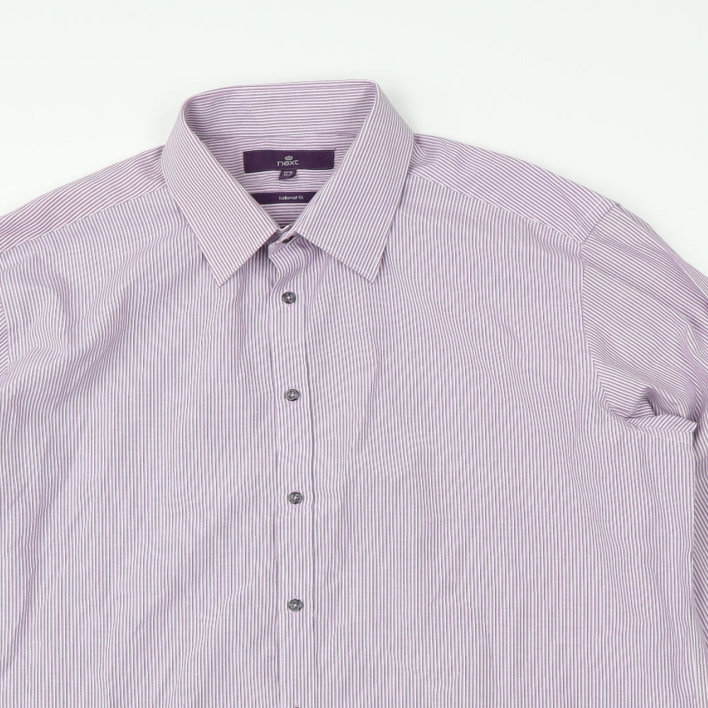 NEXT Mens Purple Striped   Dress Shirt Size 43