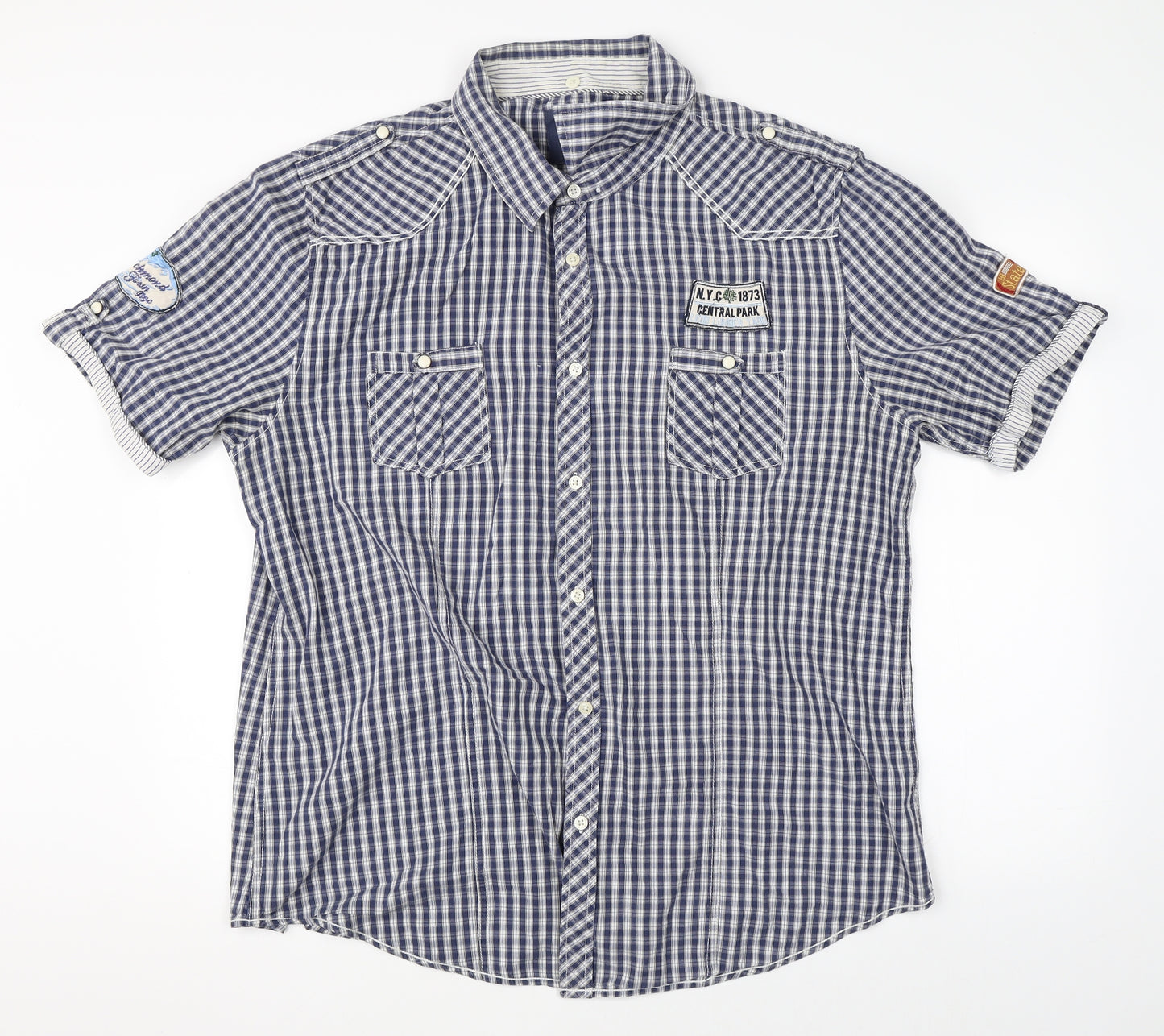Lee Cooper Mens Blue Check   Button-Up Size 2XL