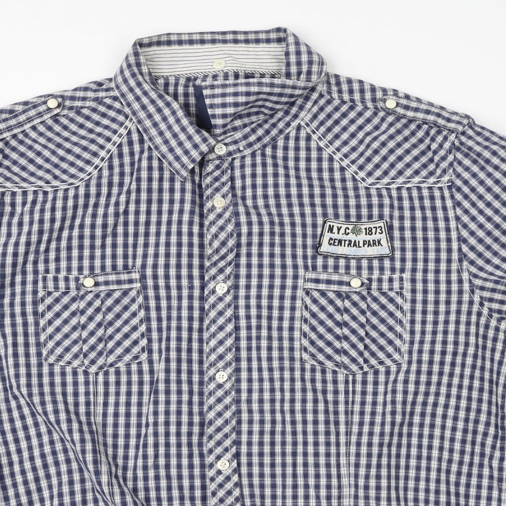 Lee Cooper Mens Blue Check   Button-Up Size 2XL