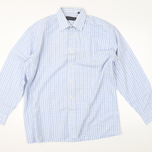 Peter England Mens Blue Check   Button-Up Size 41