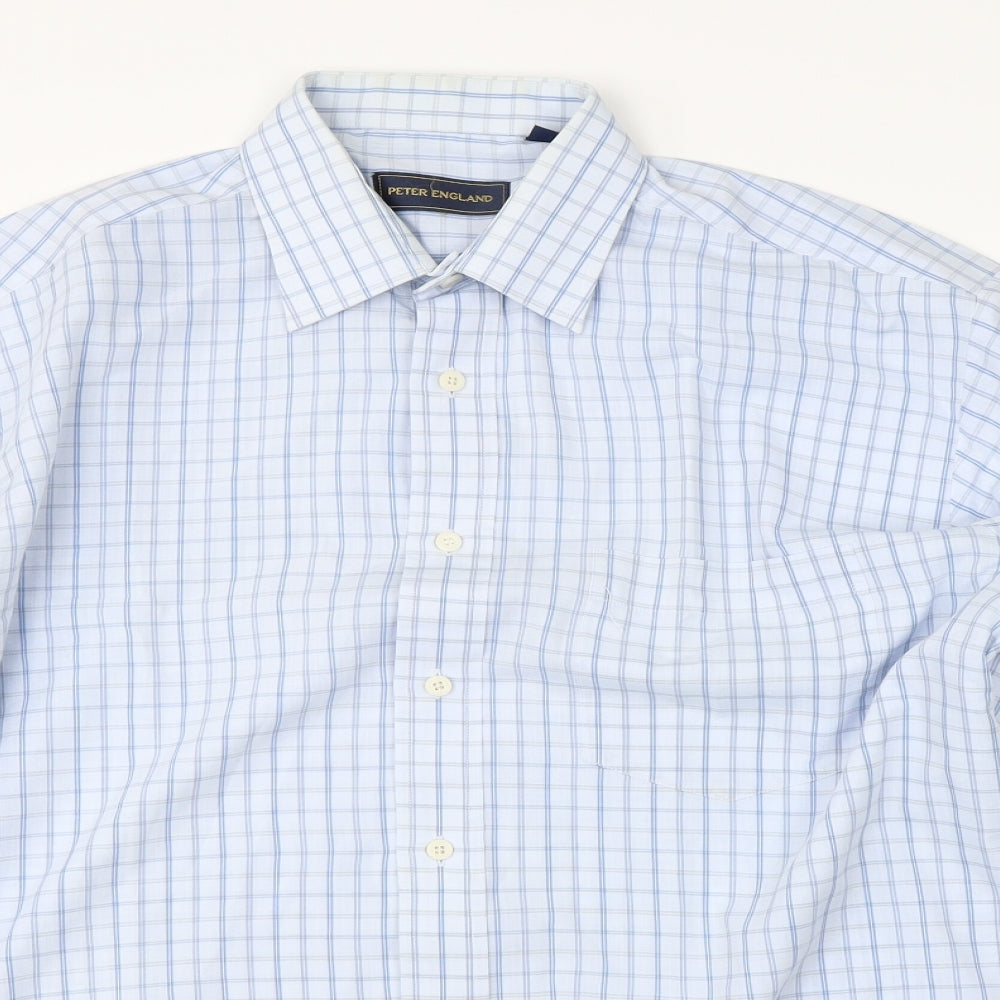 Peter England Mens Blue Check   Button-Up Size 41