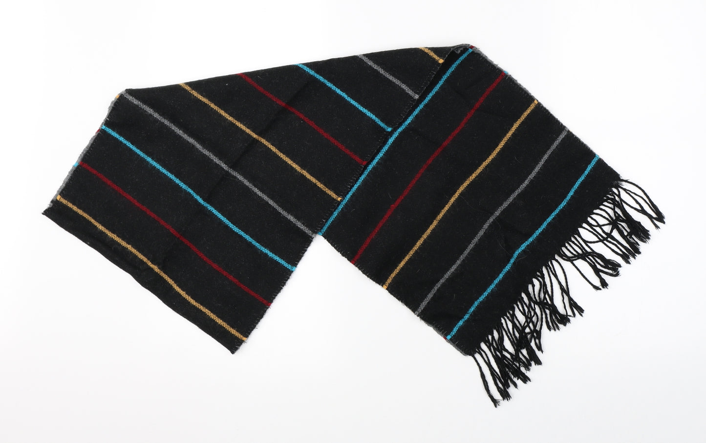 Preworn Unisex Black Striped   Scarf