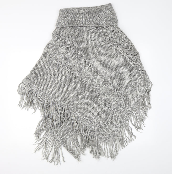 M&Co Womens Grey  Knit Jacket Poncho Size M