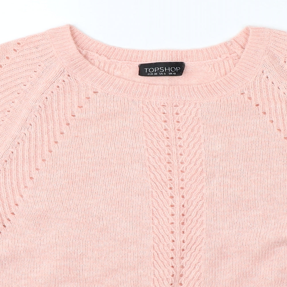 Topshop Womens Pink  Knit Pullover Jumper Size 10