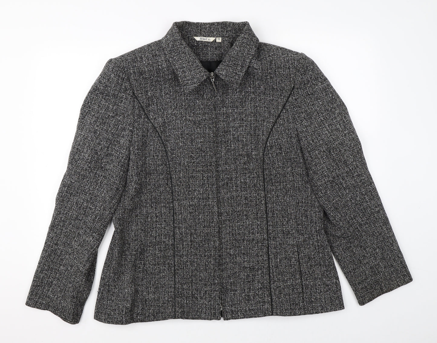 M&Co Womens Grey   Full Zip Jumper Size 16