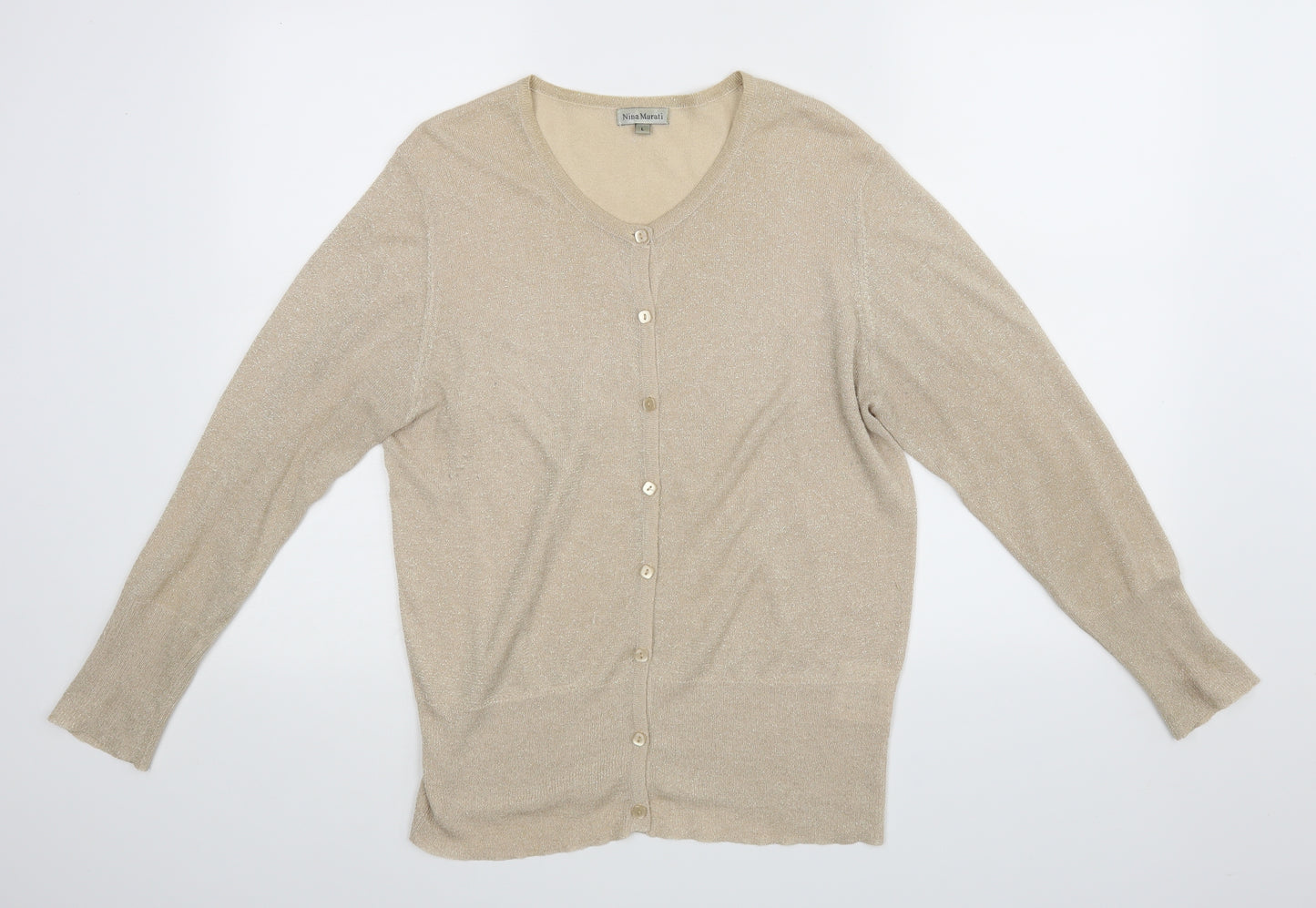 Nina Murati Womens Beige   Cardigan Jumper Size L