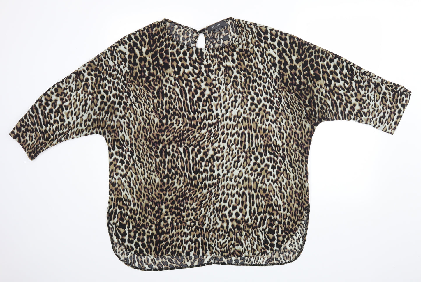 Primark Womens Black Animal Print  Basic Blouse Size 18