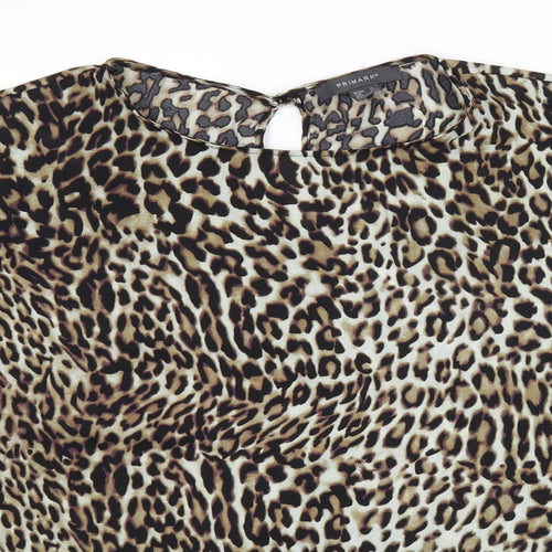 Primark Womens Black Animal Print  Basic Blouse Size 18