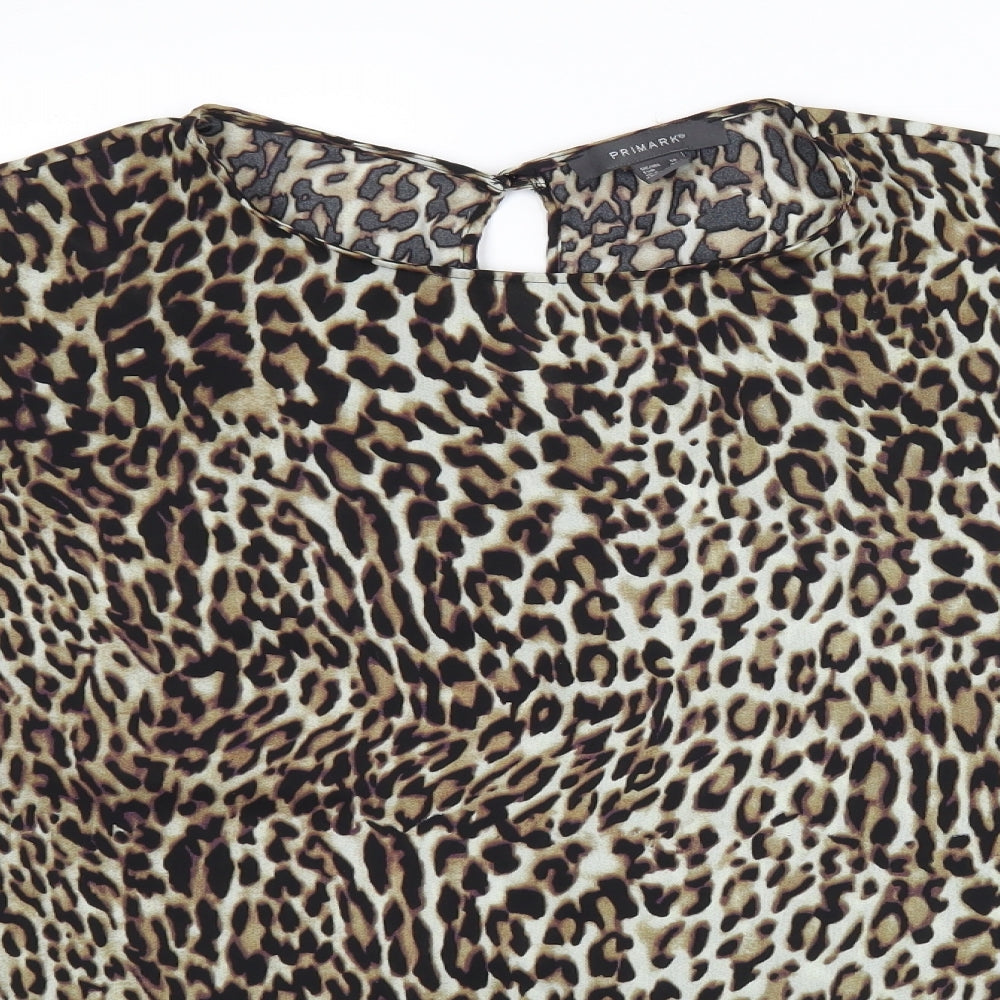 Primark Womens Black Animal Print  Basic Blouse Size 18
