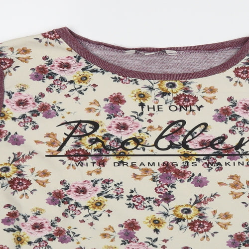 Clockhouse Womens Purple Floral  Pullover Jumper Size XL