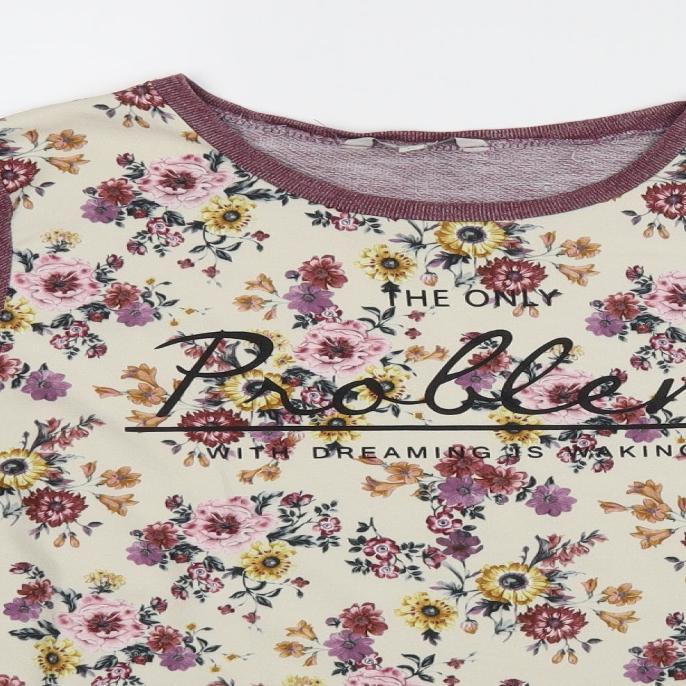 Clockhouse Womens Purple Floral  Pullover Jumper Size XL