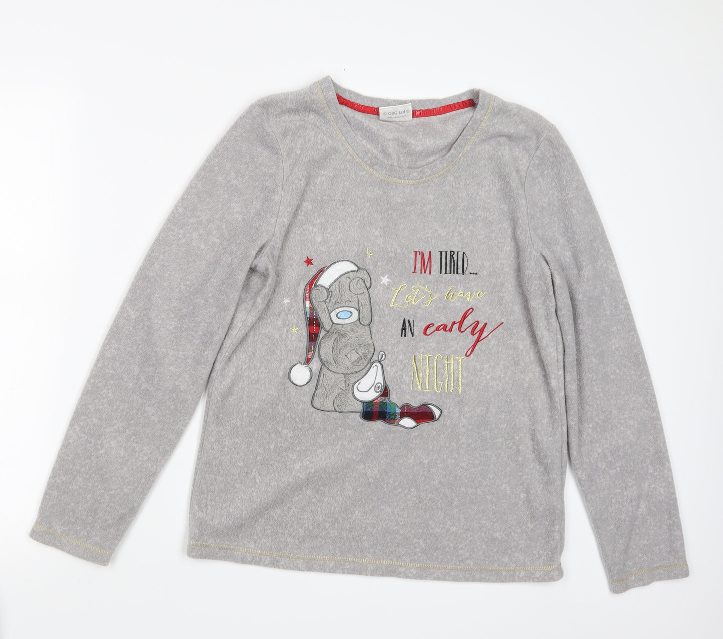 TU Womens Grey Geometric  Top Pyjama Top Size 12  - Tatty Teddy Christmas