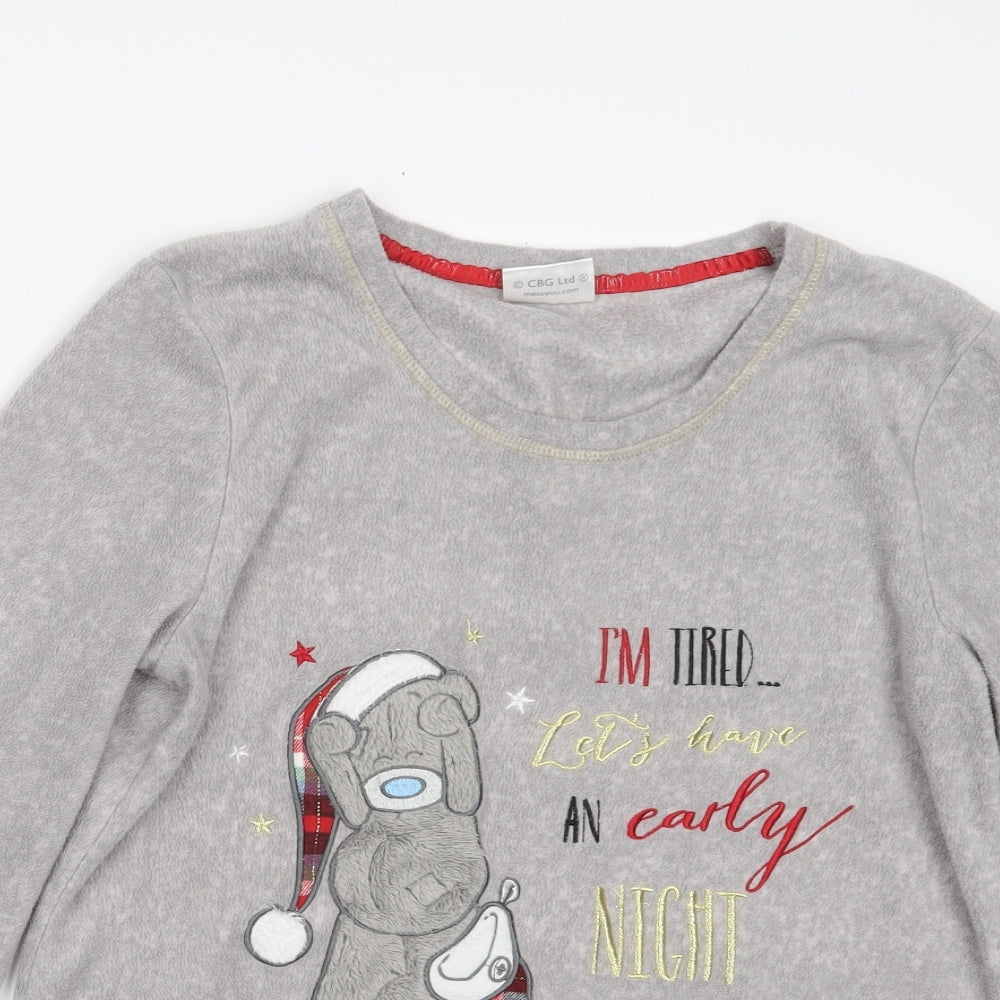 TU Womens Grey Geometric  Top Pyjama Top Size 12  - Tatty Teddy Christmas