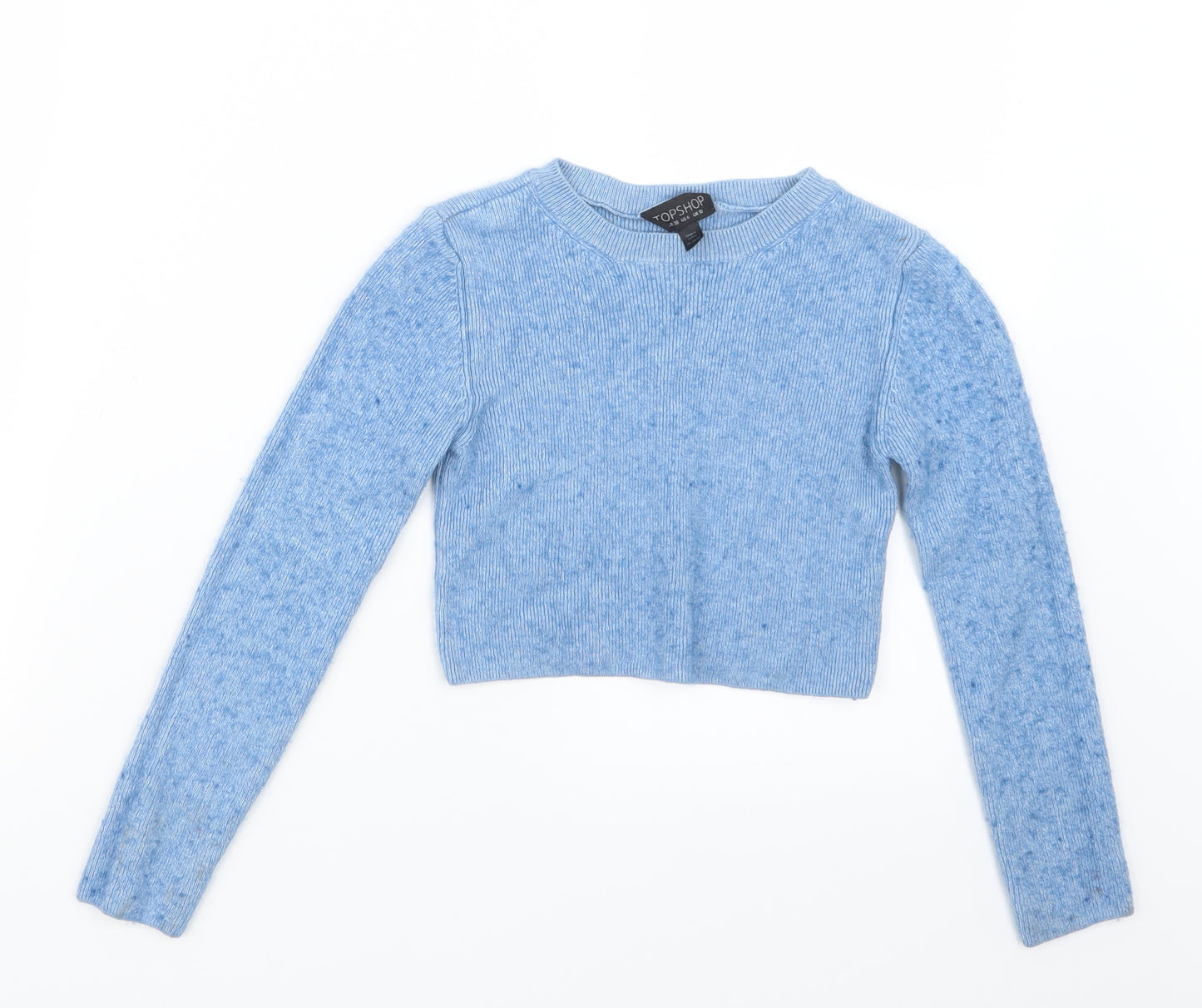 Topshop Womens Blue  Knit Pullover Jumper Size 10  - Cropped