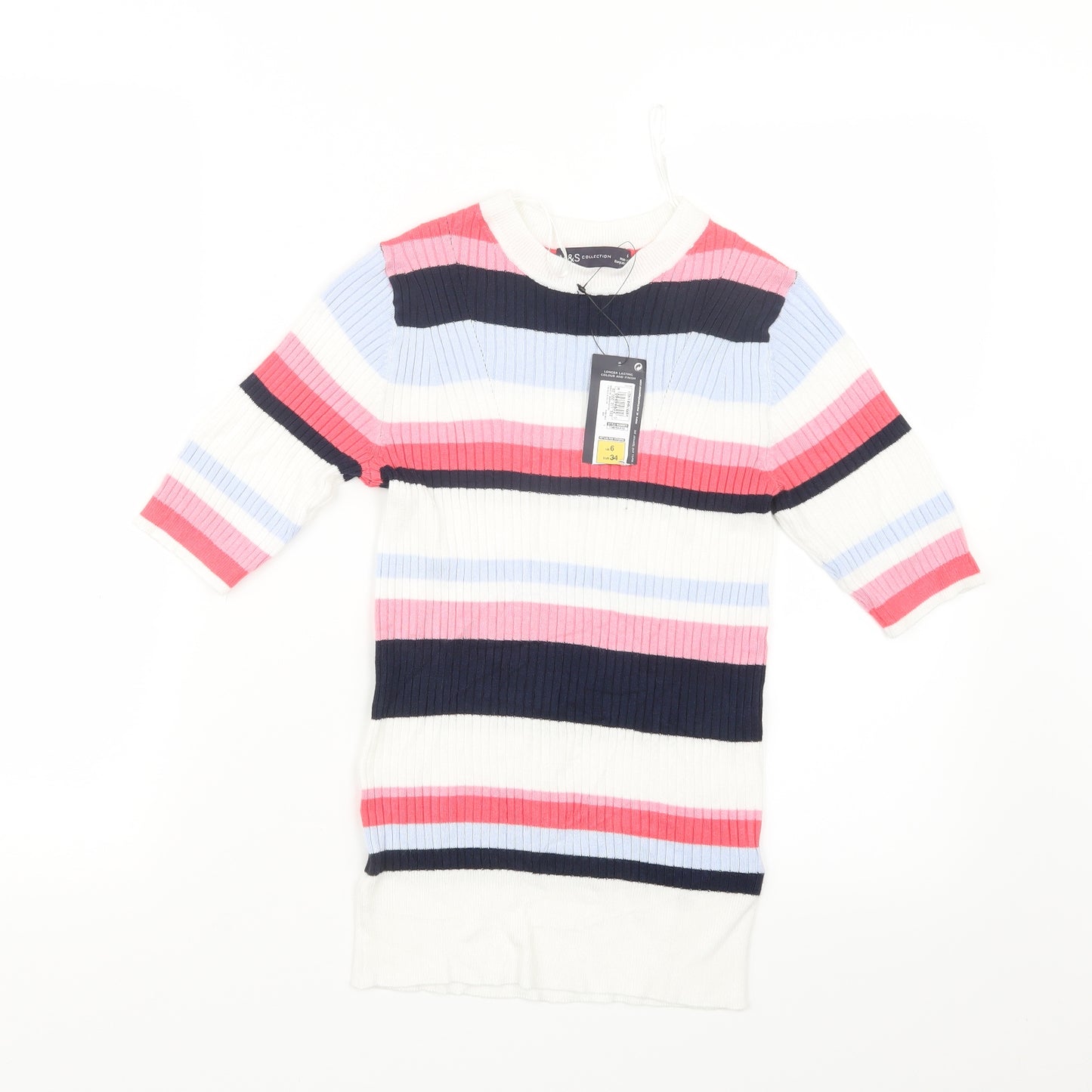 Marks and Spencer Womens Blue Striped Knit Pullover Jumper Size 6
