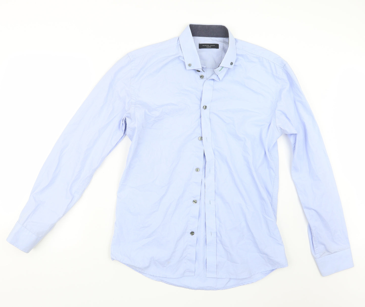 Selected Mens Blue    Button-Up Size L