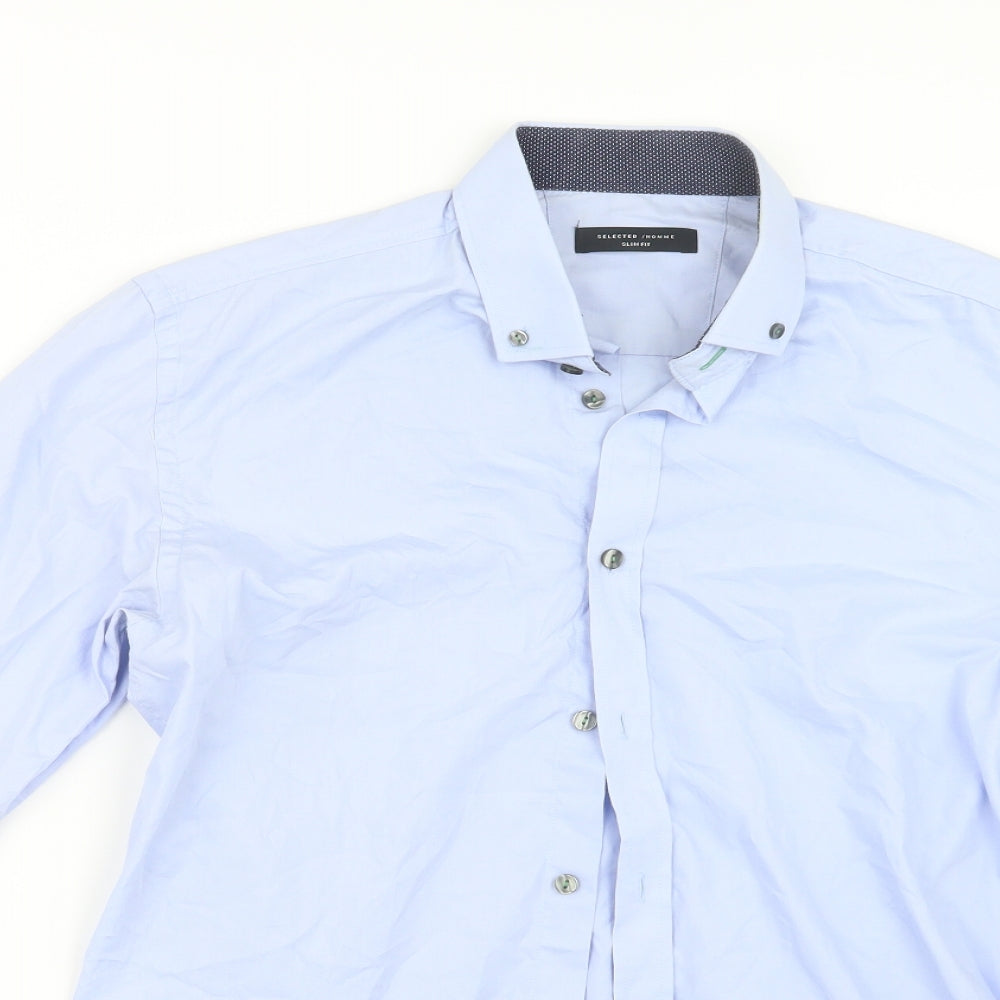 Selected Mens Blue    Button-Up Size L