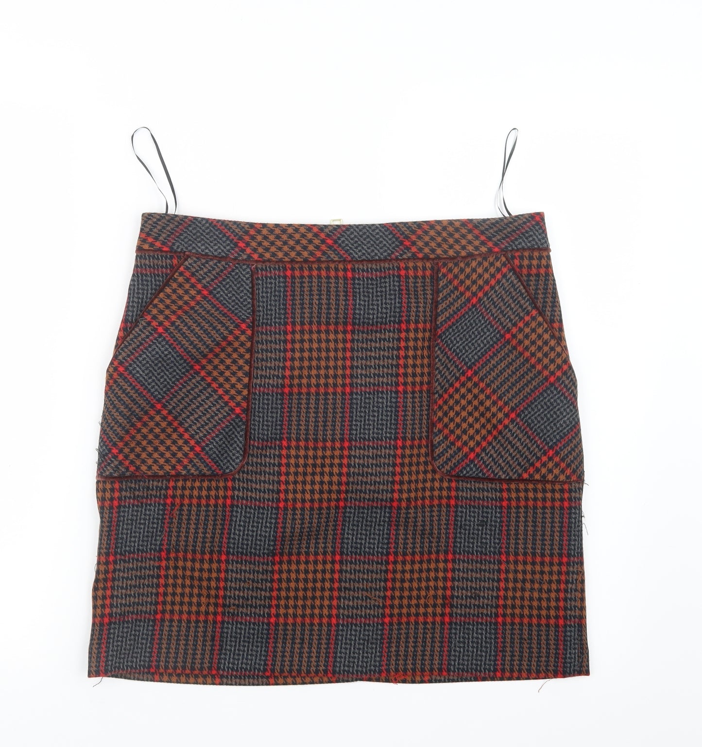 NEXT Womens Orange Houndstooth  Straight & Pencil Skirt Size 10