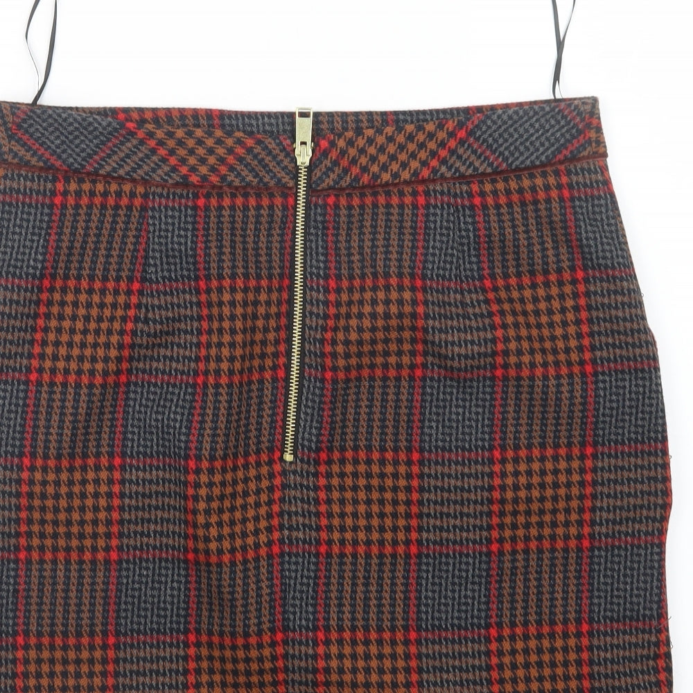 NEXT Womens Orange Houndstooth  Straight & Pencil Skirt Size 10