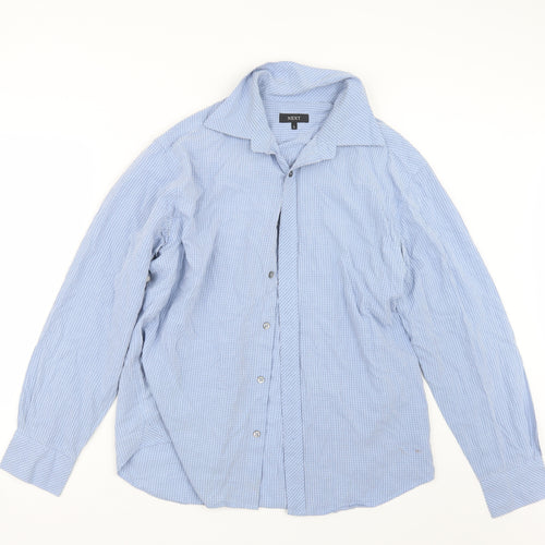 NEXT Mens Blue Check   Button-Up Size L