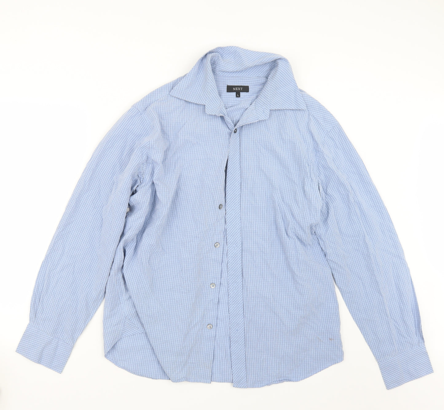 NEXT Mens Blue Check   Button-Up Size L