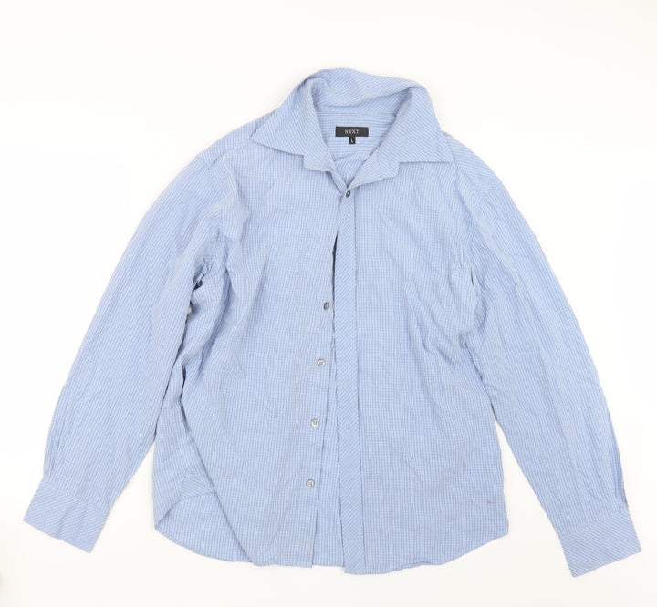 NEXT Mens Blue Check   Button-Up Size L