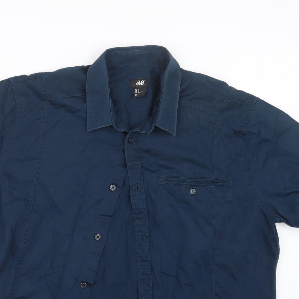 H&M Mens Blue    Button-Up Size L
