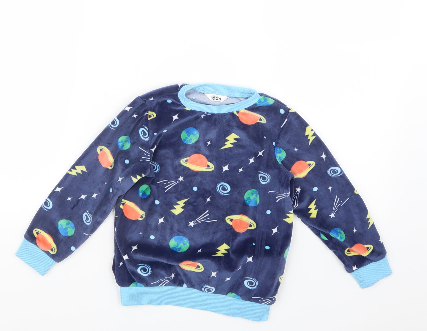 M&Co Boys Blue Geometric   Pyjama Set Size 4-5 Years