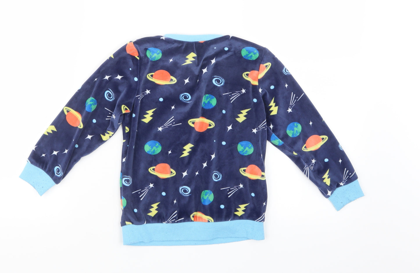 M&Co Boys Blue Geometric   Pyjama Set Size 4-5 Years