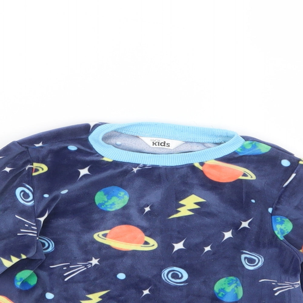 M&Co Boys Blue Geometric   Pyjama Set Size 4-5 Years