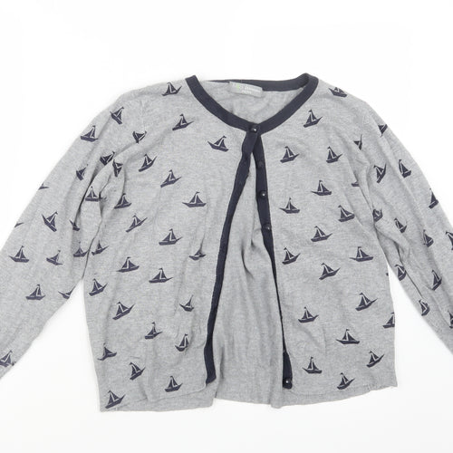 Marks and Spencer Womens Grey Geometric Knit Cardigan Jumper Size 18