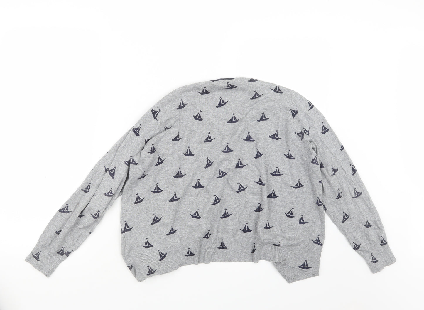Marks and Spencer Womens Grey Geometric Knit Cardigan Jumper Size 18