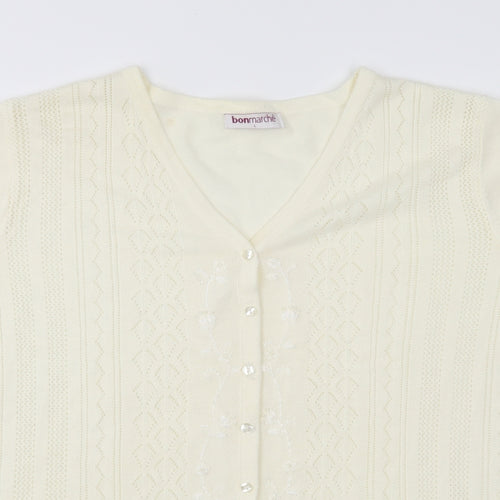 Bonmarché Womens Ivory Floral Knit Cardigan Jumper Size L