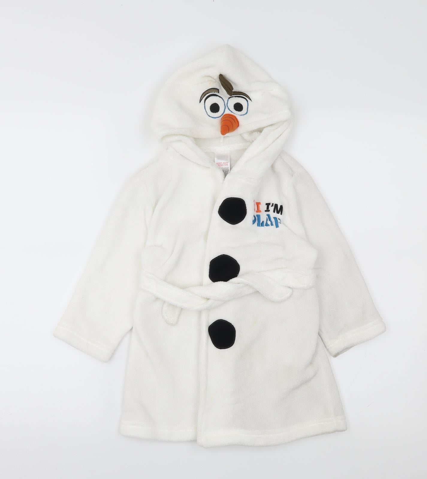Avon Girls White  Fleece Top Robe Size 3-4 Years