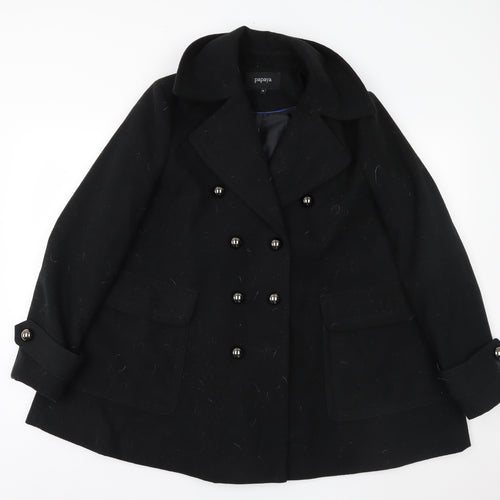 Papaya Womens Black   Overcoat Coat Size 14