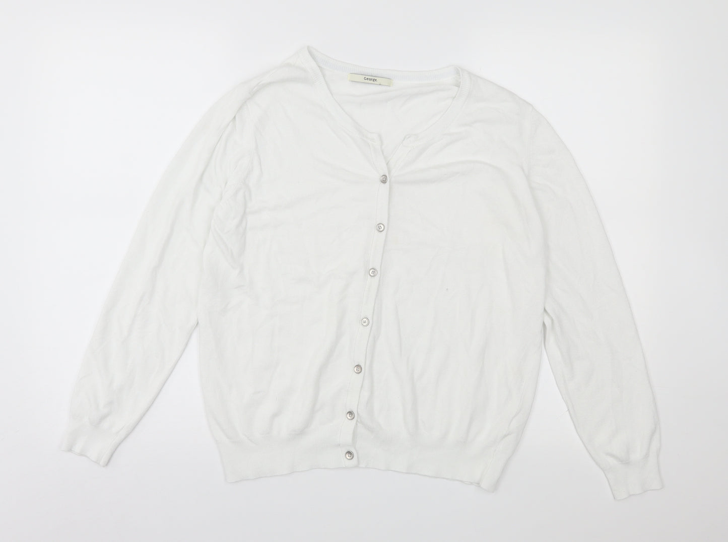 George Womens White  Knit Cardigan Jumper Size 16